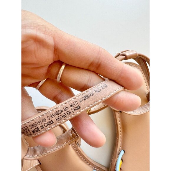 Girls' GAP Tan Faux Leather Rainbow Strappy Ankle Strap Sandals, Size 28/11 - Picture 9 of 11
